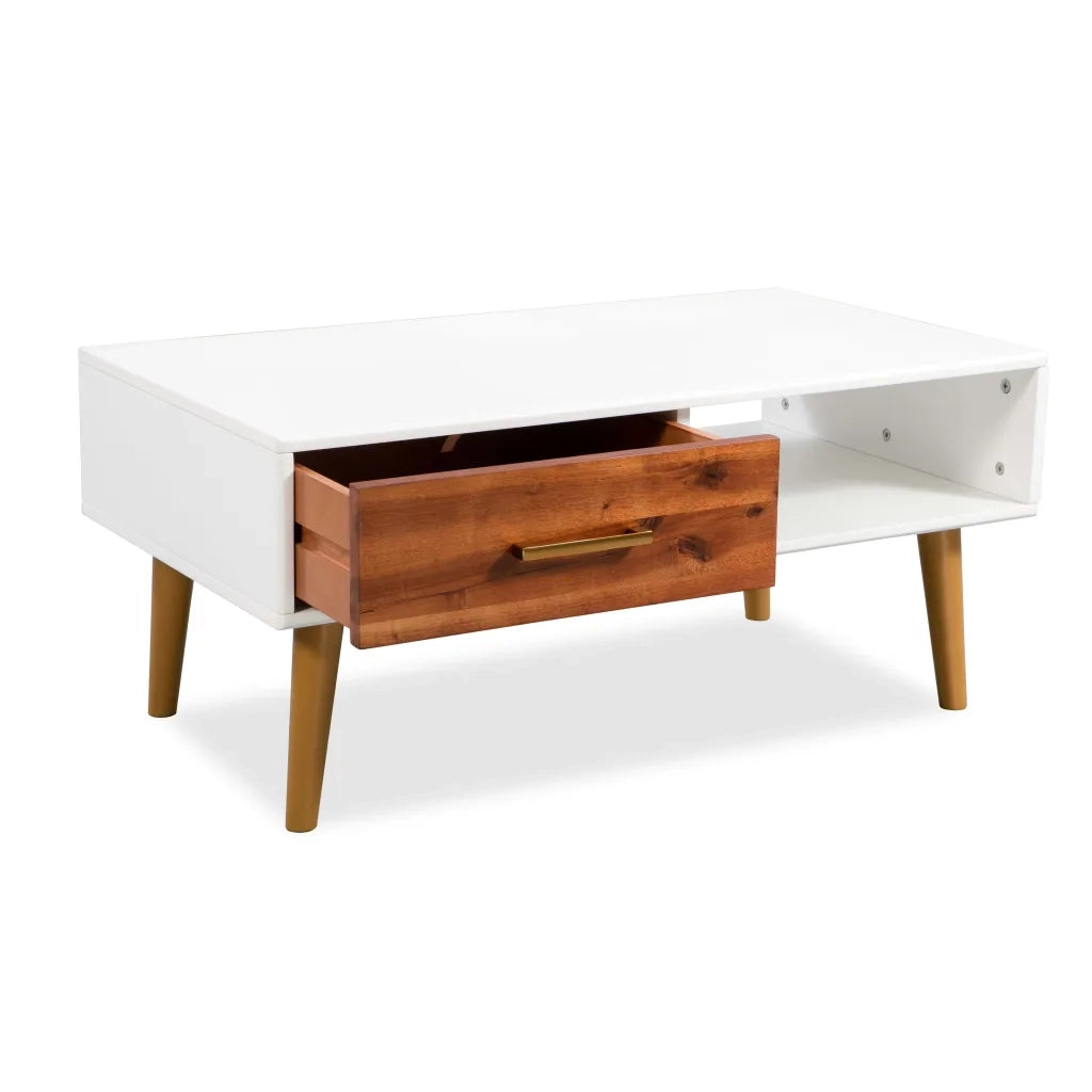 Tavolino da Salotto in Legno Massello di Acacia 90x50x40 cm 245736