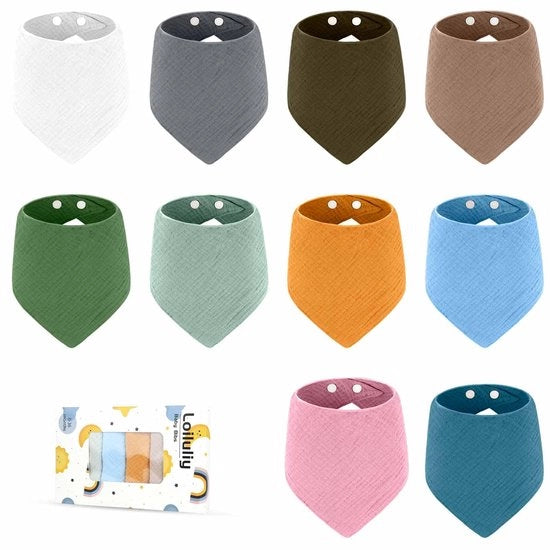 Slabbetjes per Bambino 10 pezzi Fazzoletti per Bambini Super Assorbenti Fazzoletti di Cotone per Bambini con 2 Doppie Cerniere per Bambini con 2 Doppie Cerniere per Bambini di 0-3 anni.