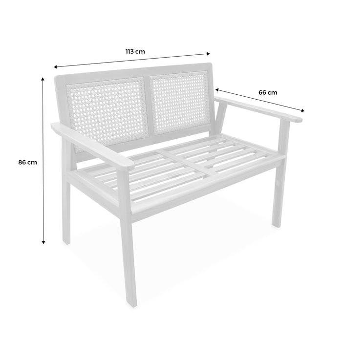 Panca da esterno in acacia a 2 posti, marrone naturale