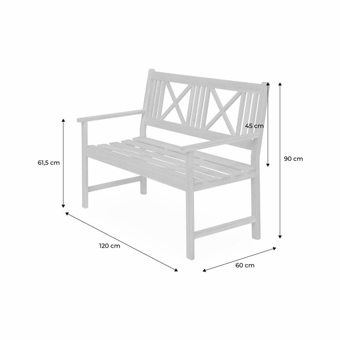 Panchina da giardino in legno 3 posti, marrone naturale