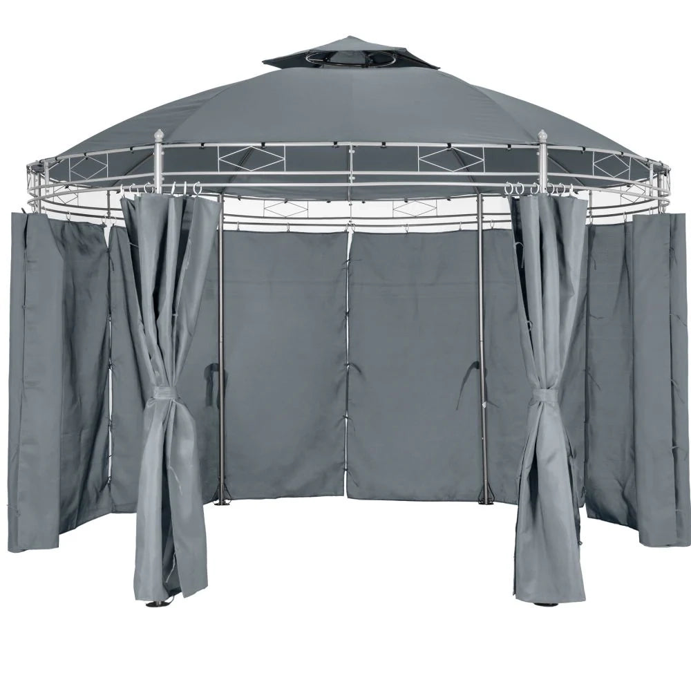 Gazebo da giardino diametro 3,5 m grigio antracite 2208176