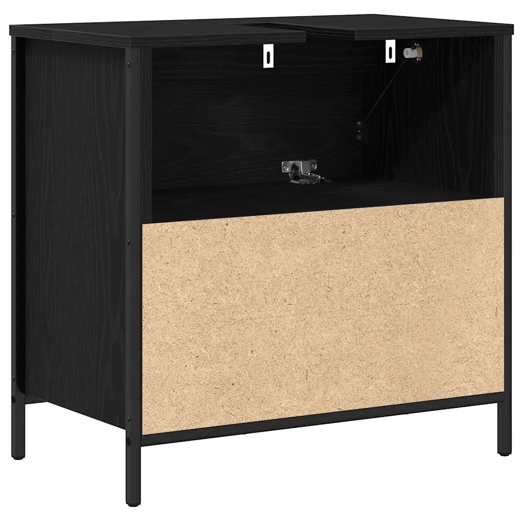 Mobile Lavabo da Bagno con Cassetti Rovere Nero 60x34,5x60 cm 861882