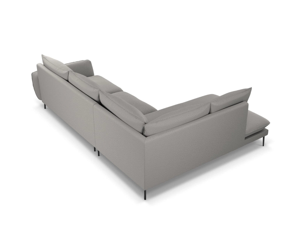 Cosmopolitan Design - Divano angolare sinistro "Vienna" 6 posti in bouclé grigio 