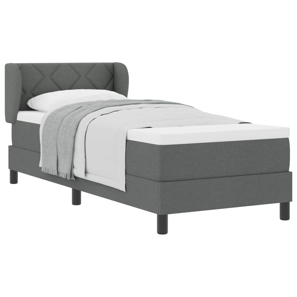Letto a molle con materasso  Grigio scuro 80x200 cm Tessuto