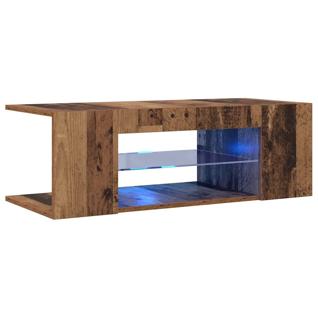 vidaXL Mobile Porta TV con LED Legno Antico 90x39x30 cm Multistrato