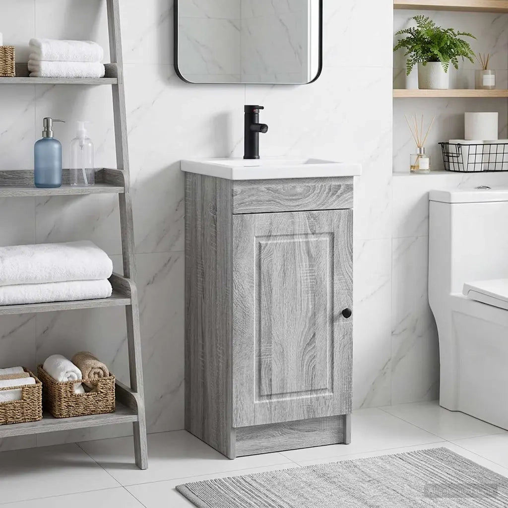 Mobile da bagno con lavabo Sonoma grigio 42 x 40 x 84,5 cm 890060