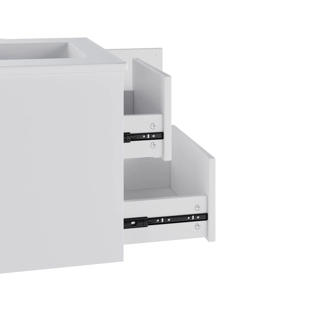Mobile lavabo da bagno sospeso 76x46x51 cm in MDF laccato con lavabo in ceramica, 2 cassetti, LED con sensore radar, bianco
