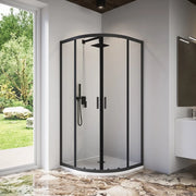 Box doccia semicircolare 75x75 cm profili nero opaco vetro 6mm trasparente h185 | Tonga