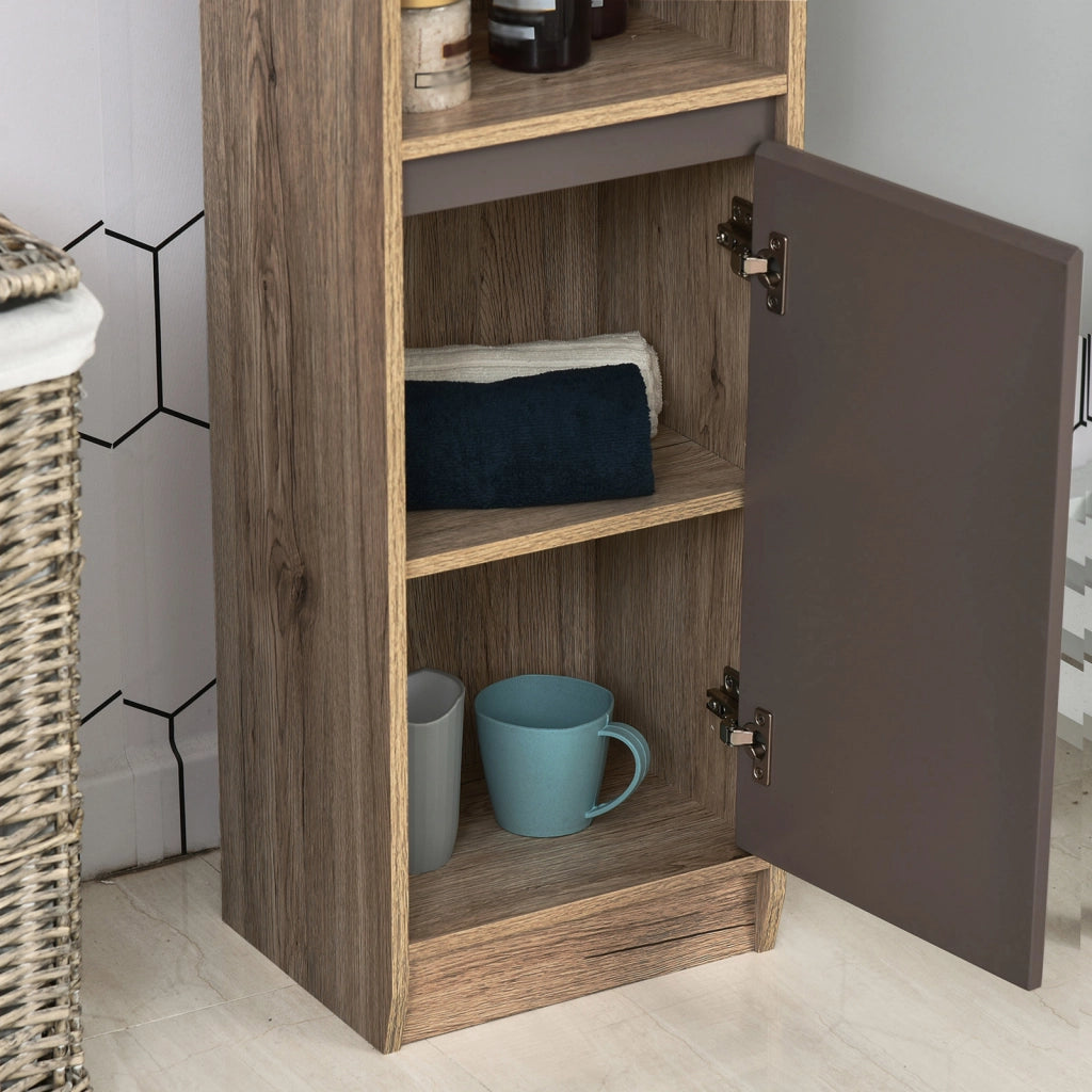 Colonna Bagno Alto Salvaspazio ¨C Xylo ¨C 2 Ante 2 Ripiani Rovere Grigio 30x24x170 cm