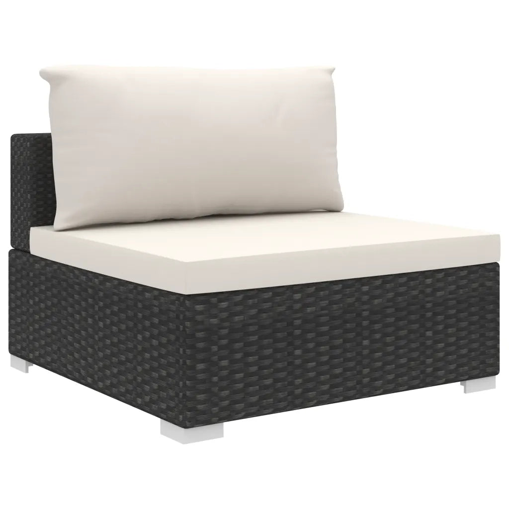 Set Divani da Giardino 10 pz con Cuscini in Polyrattan Nero