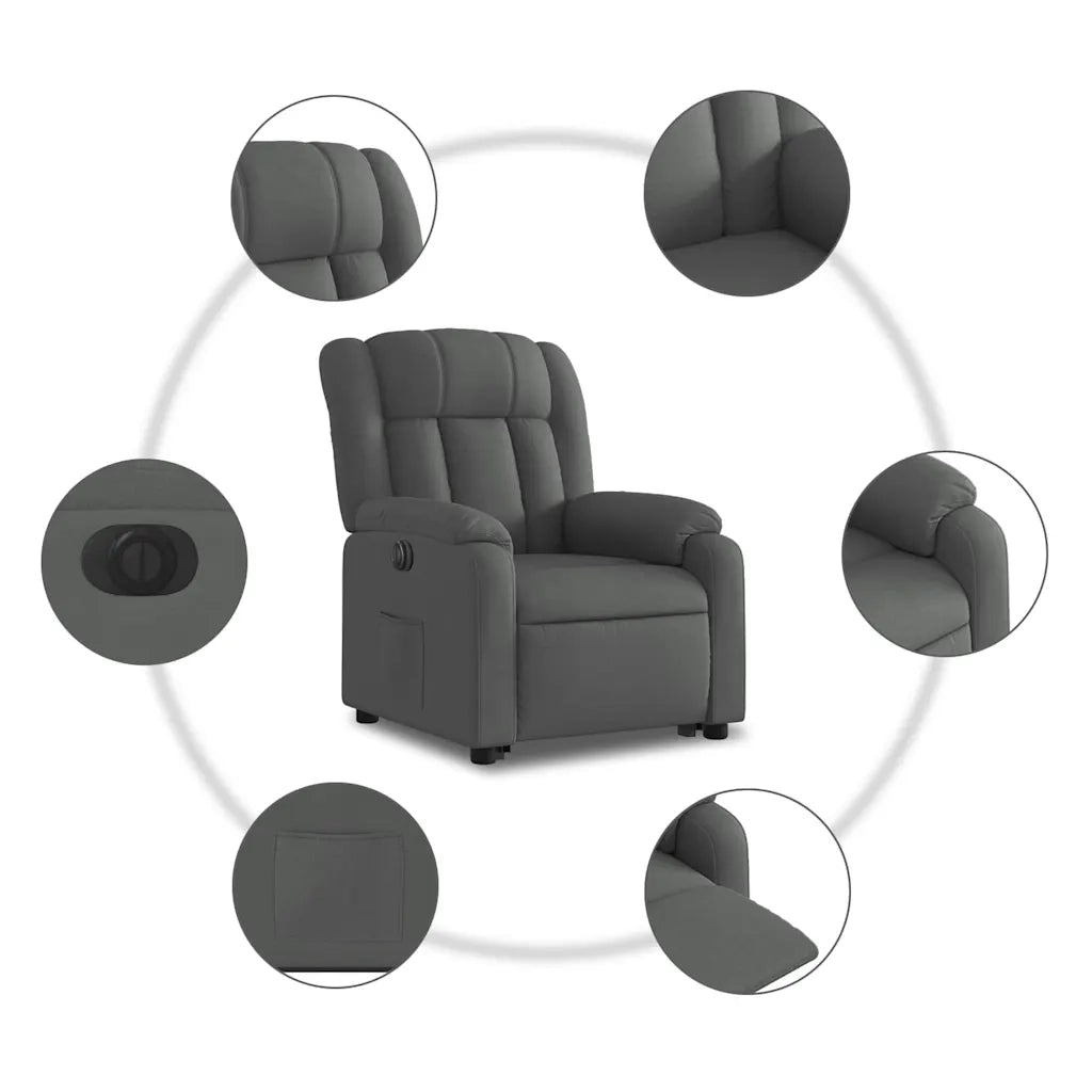 Poltrona Alzapersona Reclinabile Elettrica Grigio Scuro Tessuto 3205341