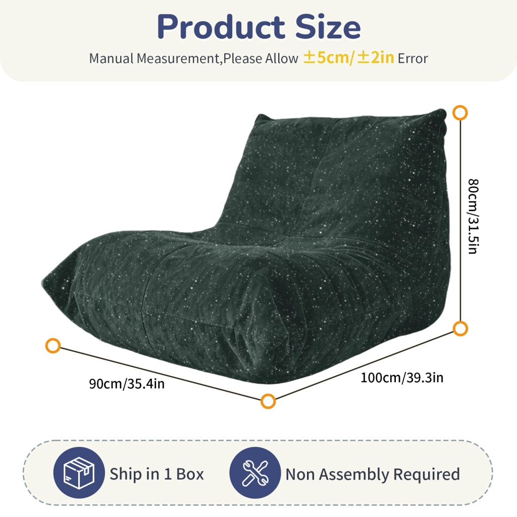 Poltrona pouf relax ergonomica in flanella con imbottitura morbida per soggiorno e camera verde