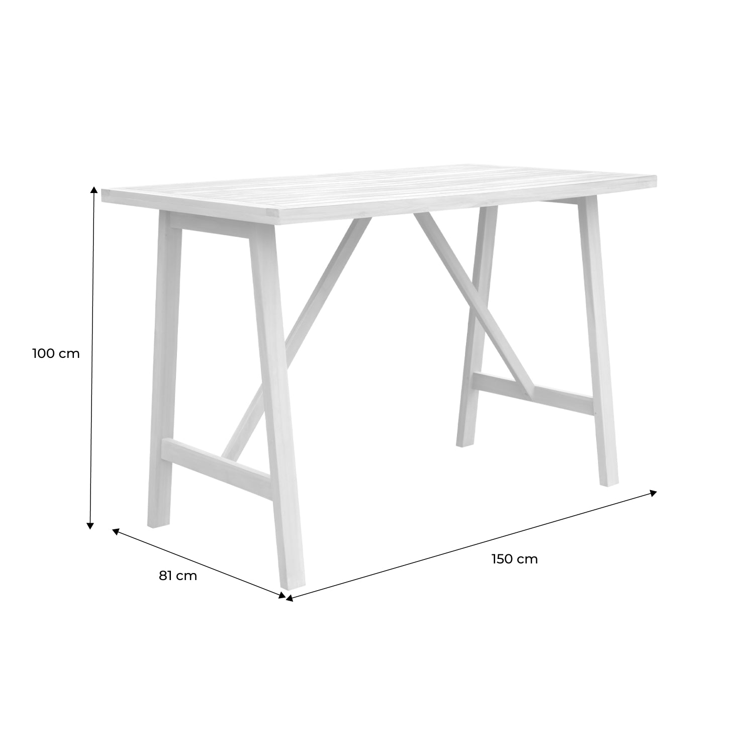 Tavolo alto da giardino in legno di acacia 4 posti, marrone naturale