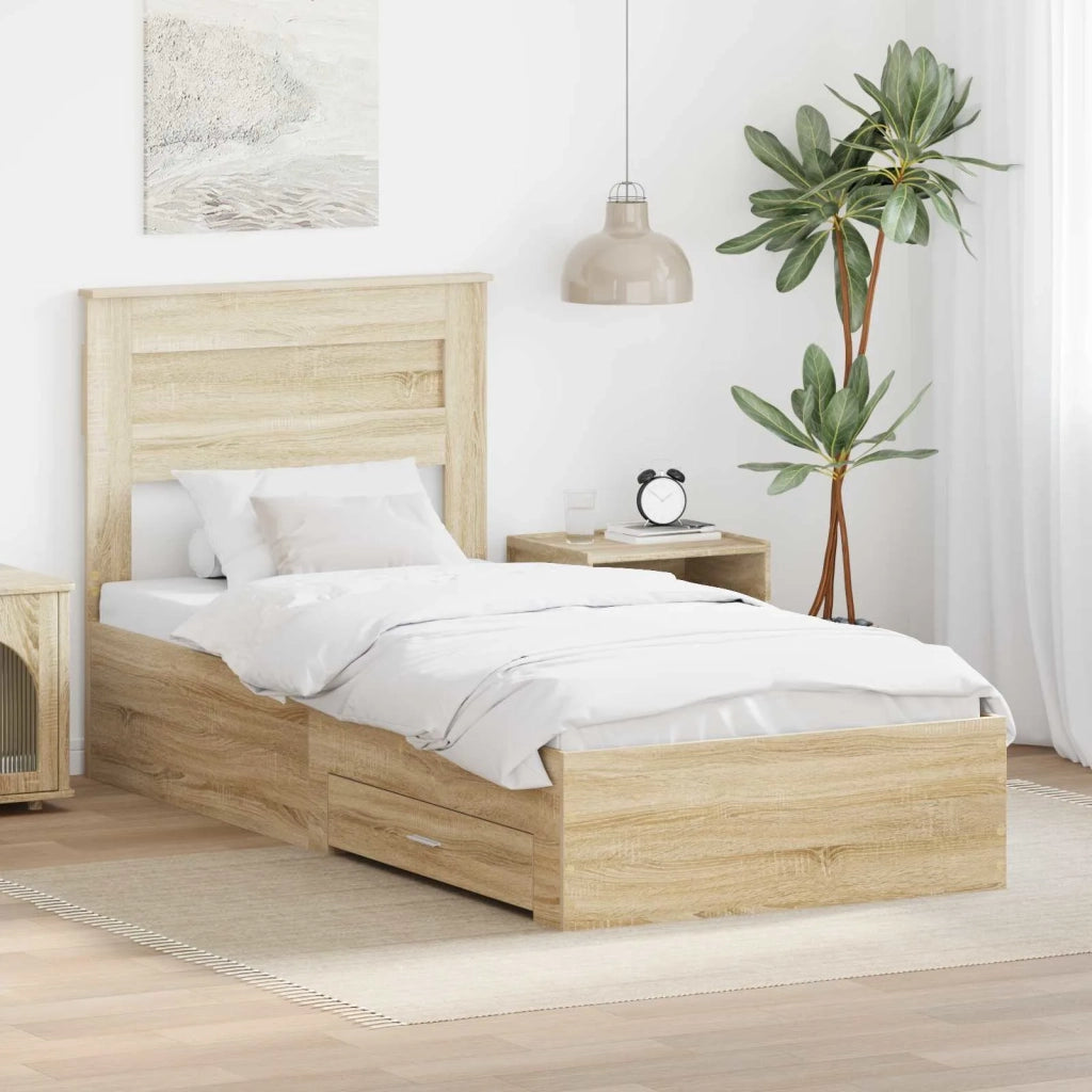 Struttura del letto Rovere Sonoma 90 x 200 cm Legno multistrato