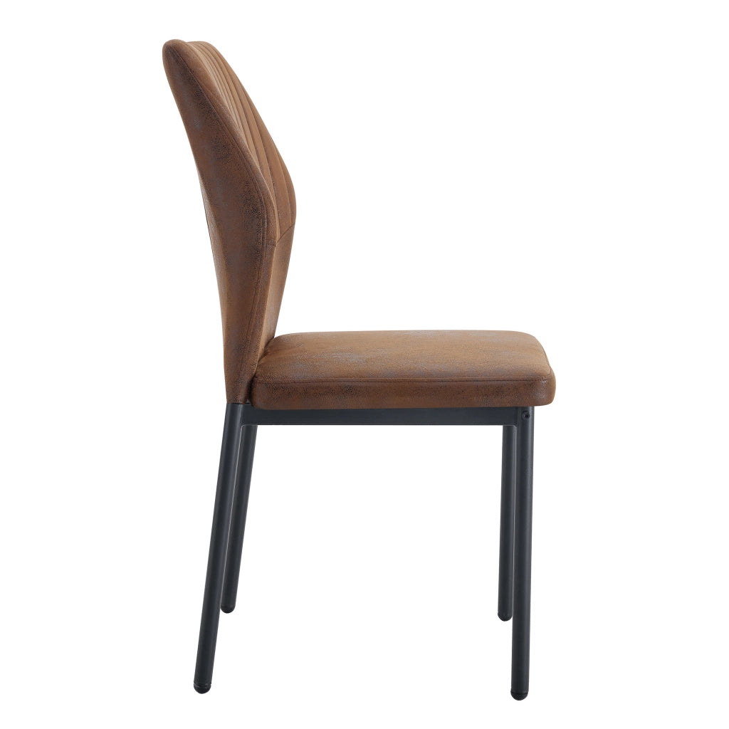SEDIE da pranzo Set da 4 pezzi 93 cm Tessuto marrone e metallo nero