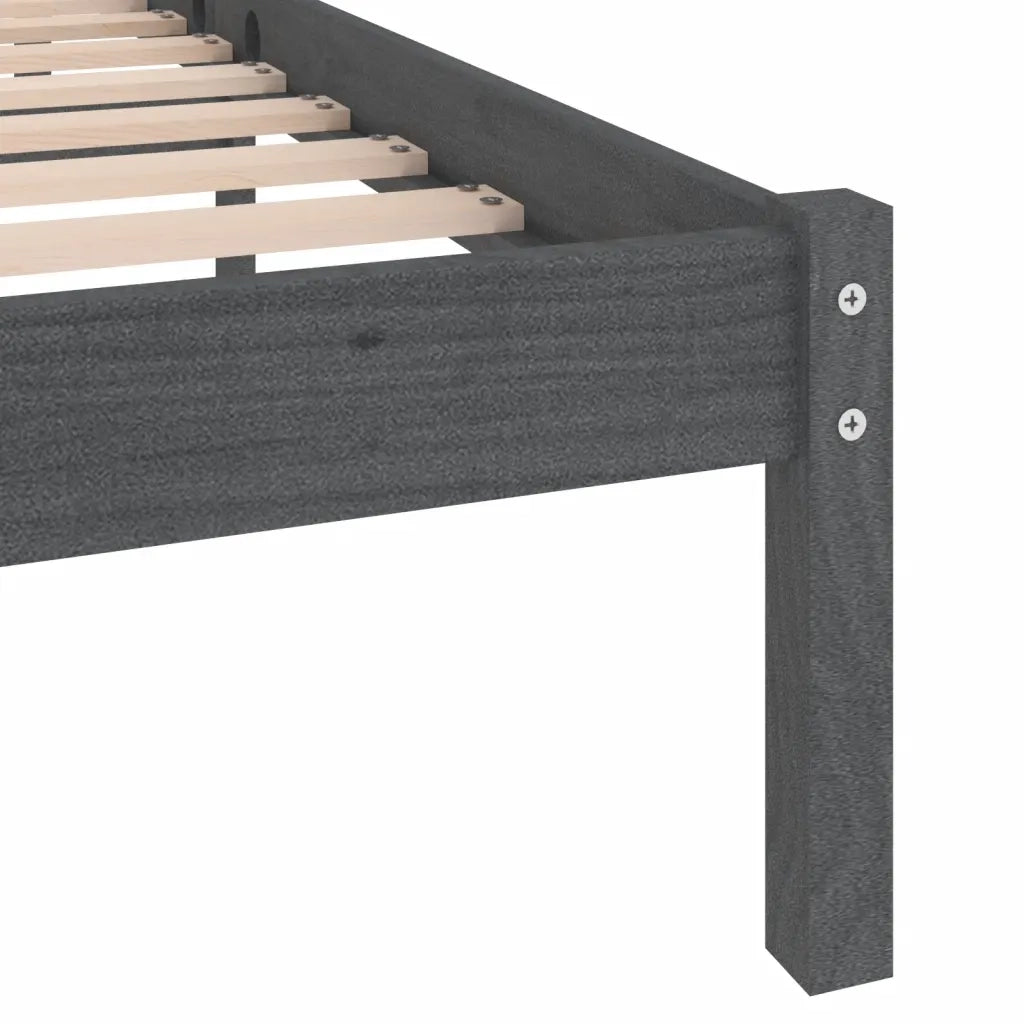 Giroletto-Struttura Letto Grigio in Legno Massello di Pino 200x200 cm 415648
