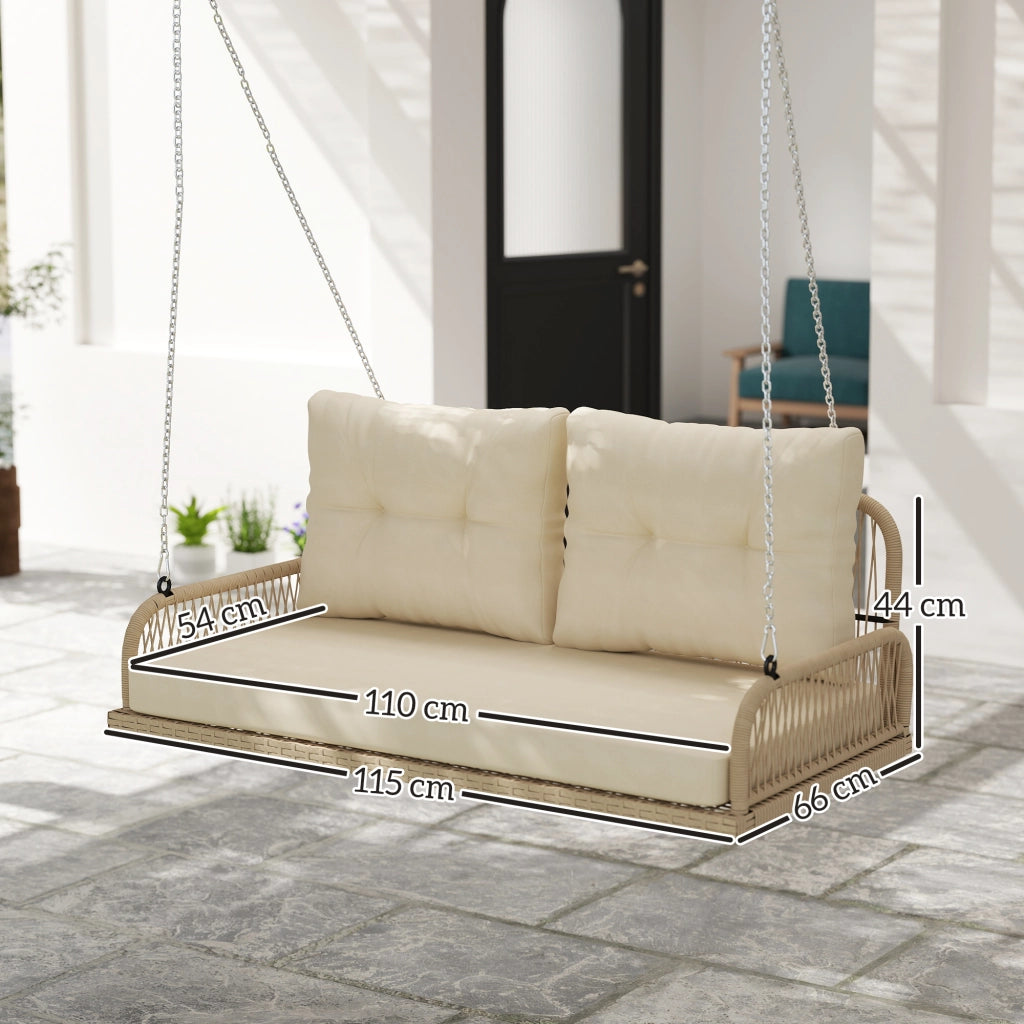 Altalena da giardino in rattan 2 posti con cuscini ¨C zephmum ¨C Beige 115x66x44 cm