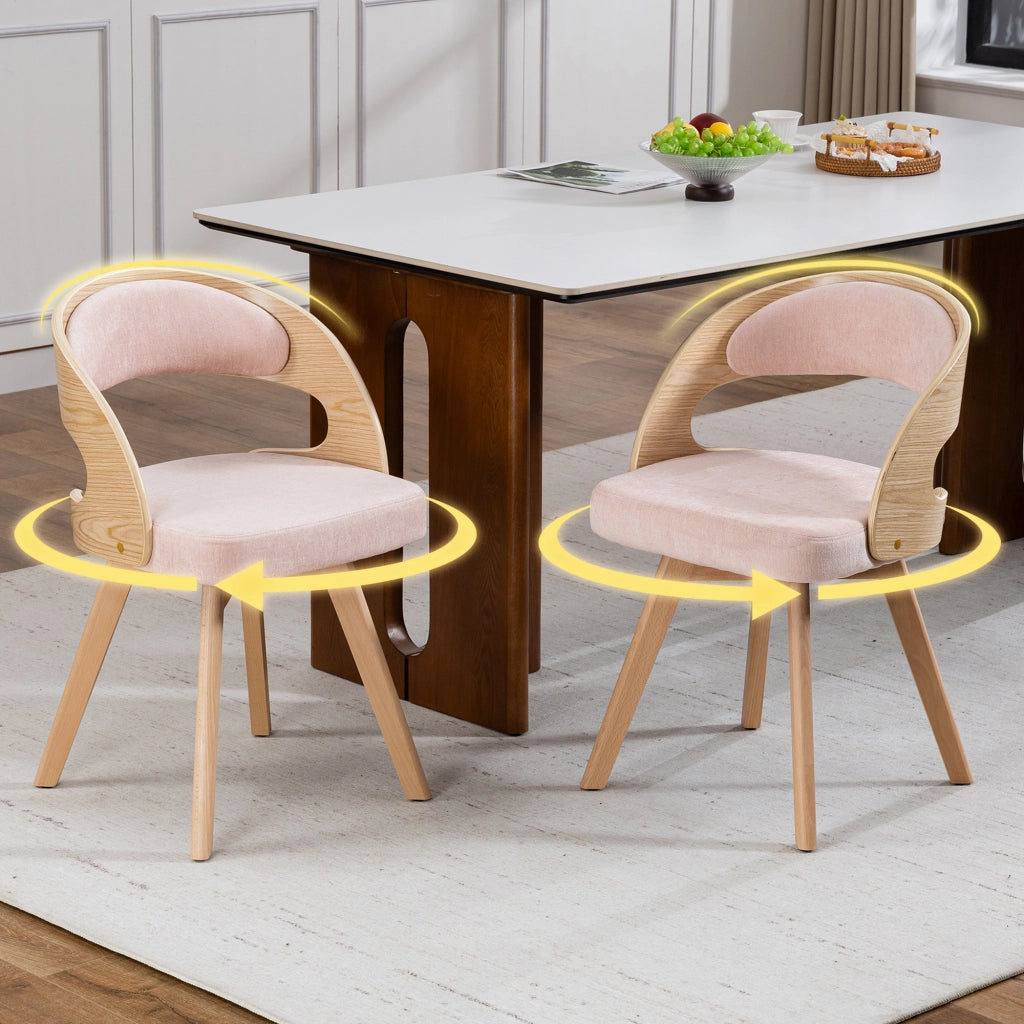 SEDIA DA PRANZO Girevole 360° 44x41x75 cm Lino Rosa