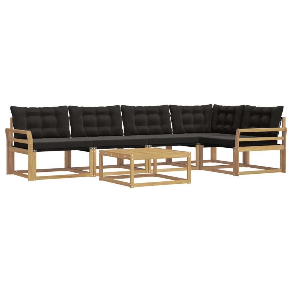 Set di divani da esterno 6 pcs Bianco e Nero 79 x 79 x 37 cm