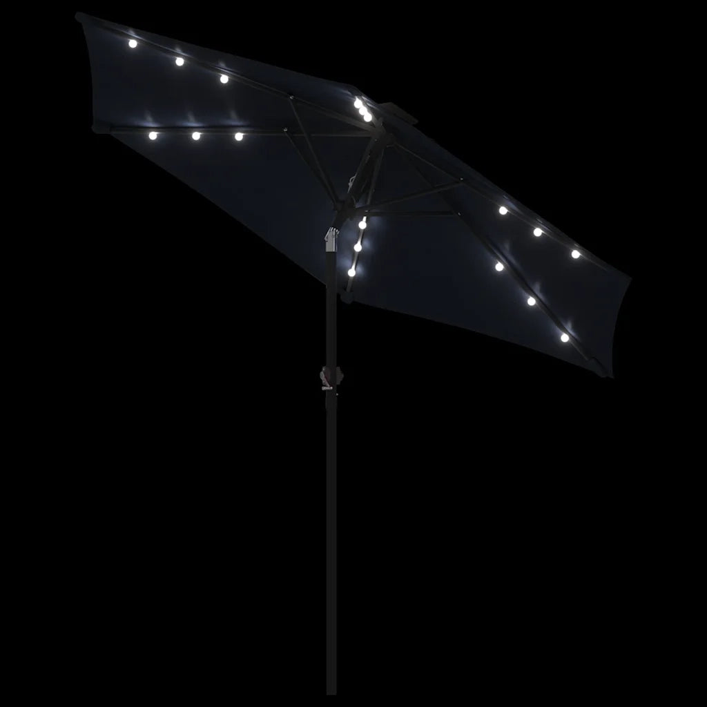 vidaXL Ombrellone Giardino con LED Palo Acciaio Nero 225x225x212 cm