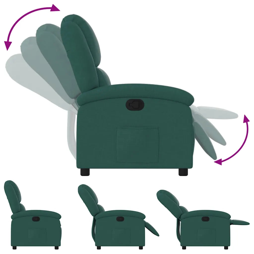 Divano Sedia-Poltrona Reclinabile in Tessuto Verde Scuro 455720