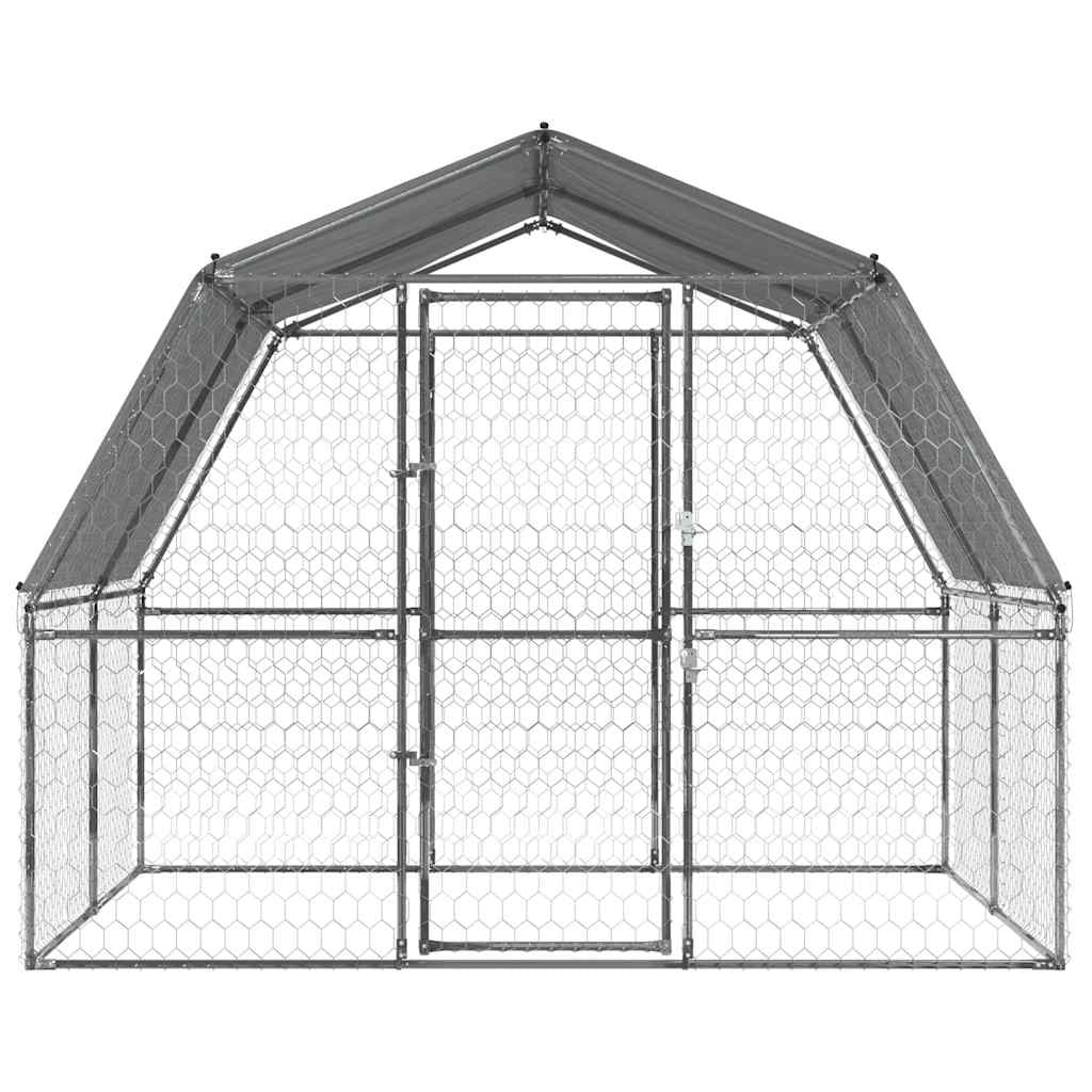 Gabbia per cani con tetto e porta acciaio zincato argento Silver 02_0041640