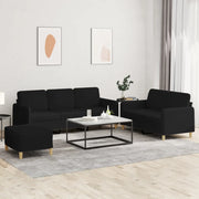 Set di Divani 3 pz con Cuscini Nero in Tessutocod mxl 83276