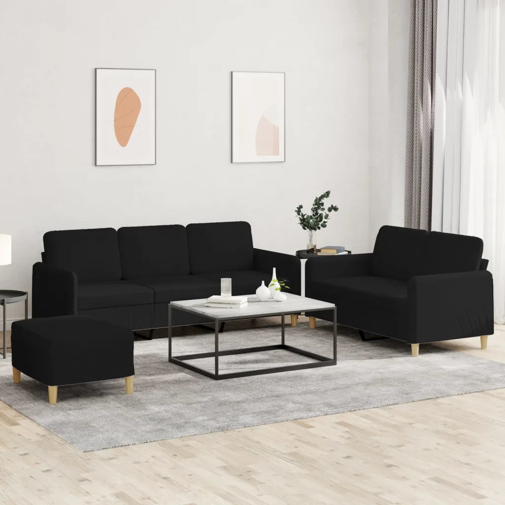Set di Divani 3 pz con Cuscini Nero in Tessutocod mxl 83276