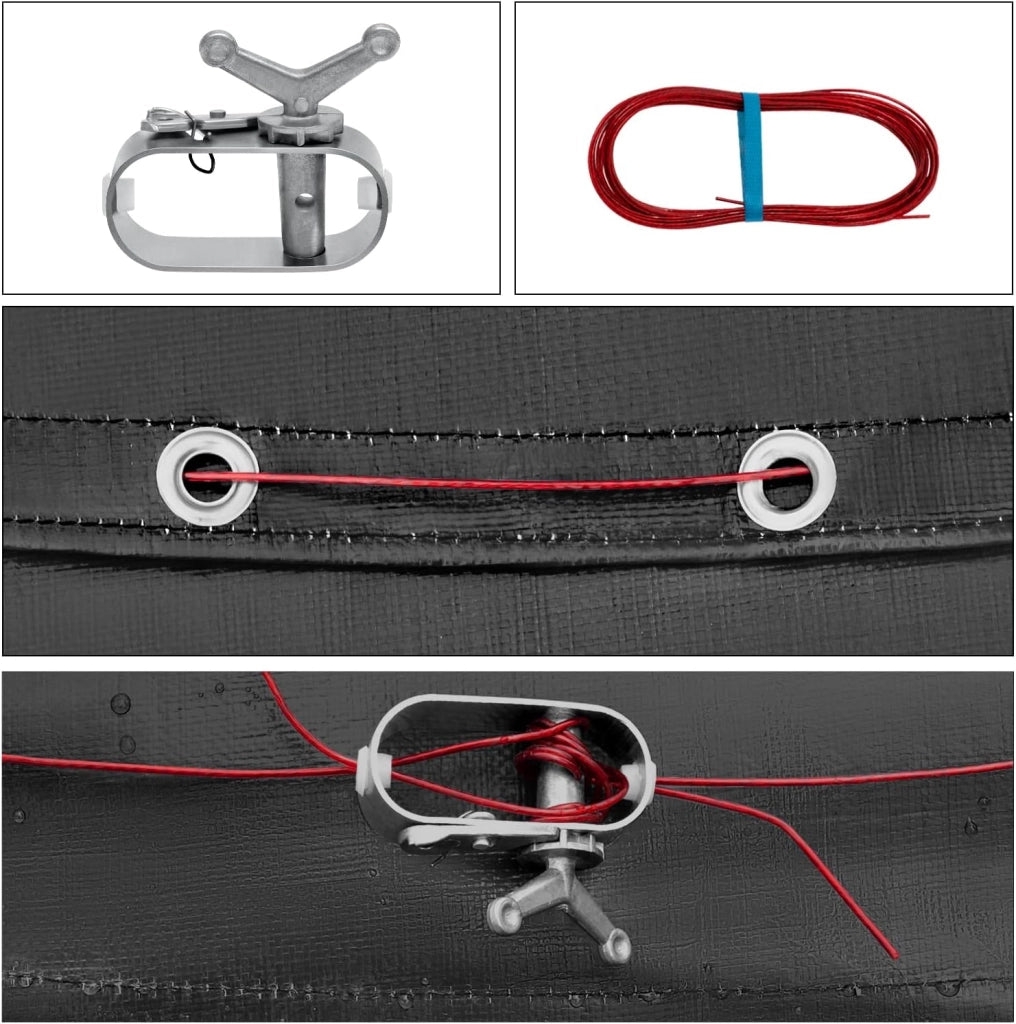 Copertura per Piscina Rotonda Ø 360 cm, per Piscine di 300-320cm, Telo Copripiscina Invernale in PE 200g/m², Idrorepellente, con Corda e Elemento di Fissaggio, Grigio Scuro