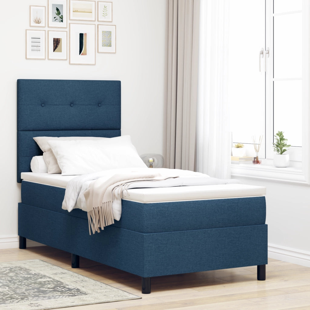 Letto Box Spring con Materasso Blu 80x200 cm Tessuto