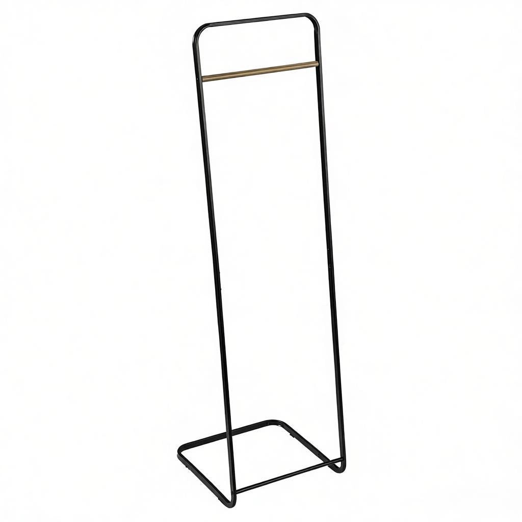 Appendiabiti moderno da terra in metallo, struttura salvaspazio con barra porta abiti, colore nero