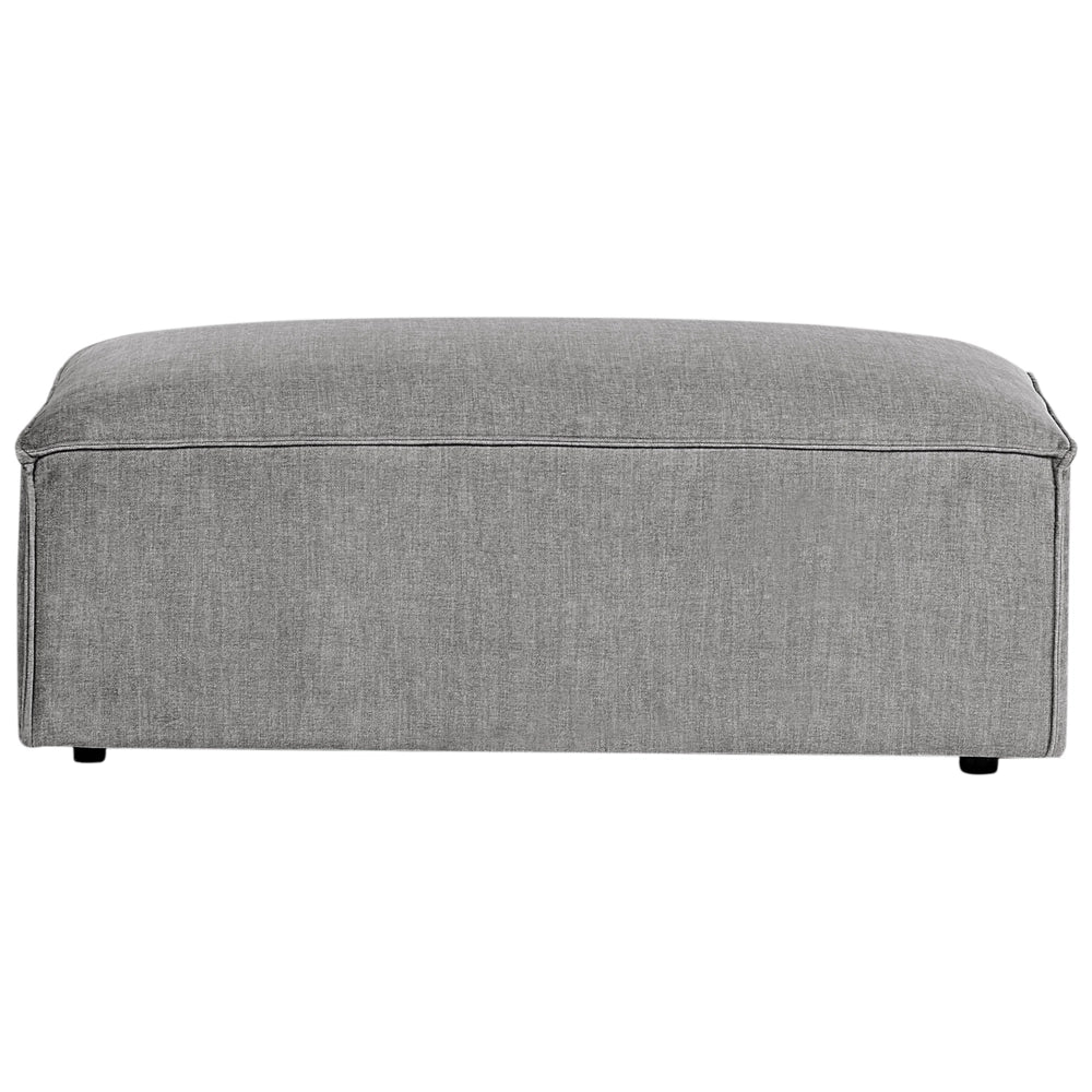 Divano modulare a 2 posti con ottomana Divano componibile in tessuto grigio con gambe nere Soggiorno moderno