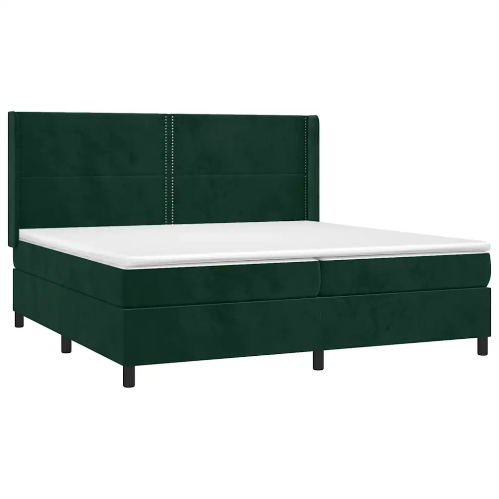 Giroletto a Molle con Materasso Verde Scuro 200x200 cm Velluto 3132642