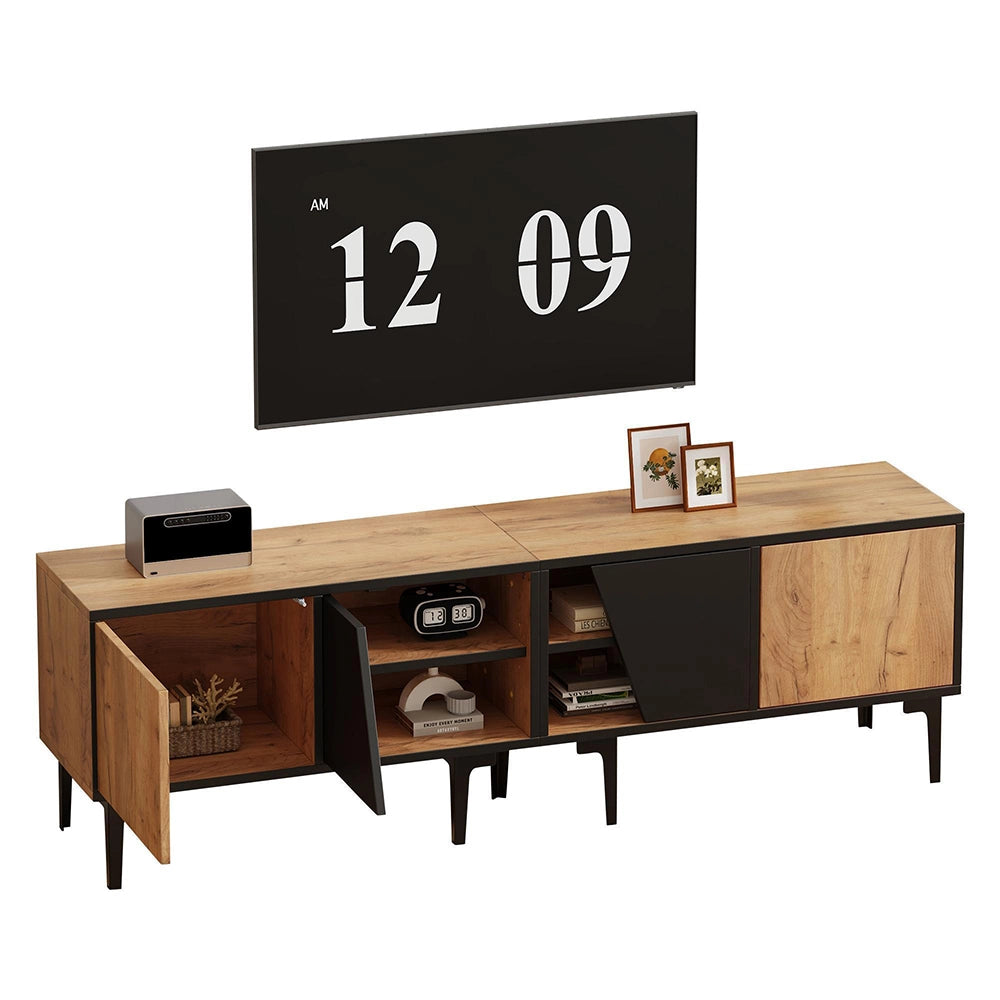 Mobile TV 160x36.5x45cm - Xylo - 4 Scomparti, 7 Piedi, Legno Naturale, fino a 65"