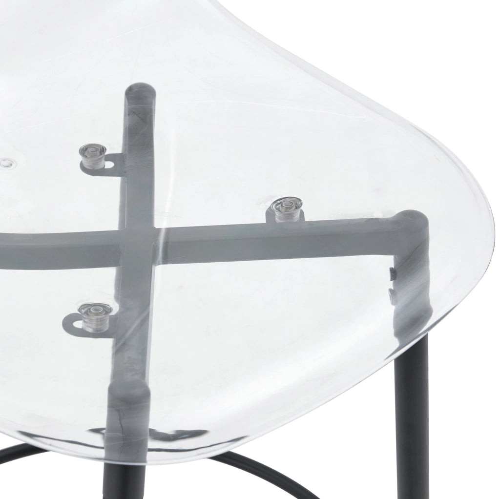 Set bar Ø89 cm nero, vetro e metallo - con 2 sgabelli trasparenti