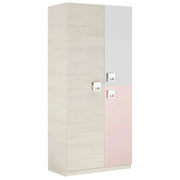 Armadio A 3 Ante Per Camera Ragazzi Con Barra Appendiabiti E 3 Ripiani Design Moderno Salvaspazio 200 X 52 X 90 Cm Bianco Alpi Grigio E Rosa