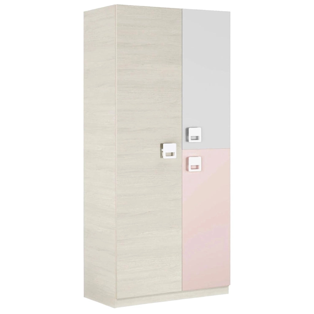 Armadio A 3 Ante Per Camera Ragazzi Con Barra Appendiabiti E 3 Ripiani Design Moderno Salvaspazio 200 X 52 X 90 Cm Bianco Alpi Grigio E Rosa