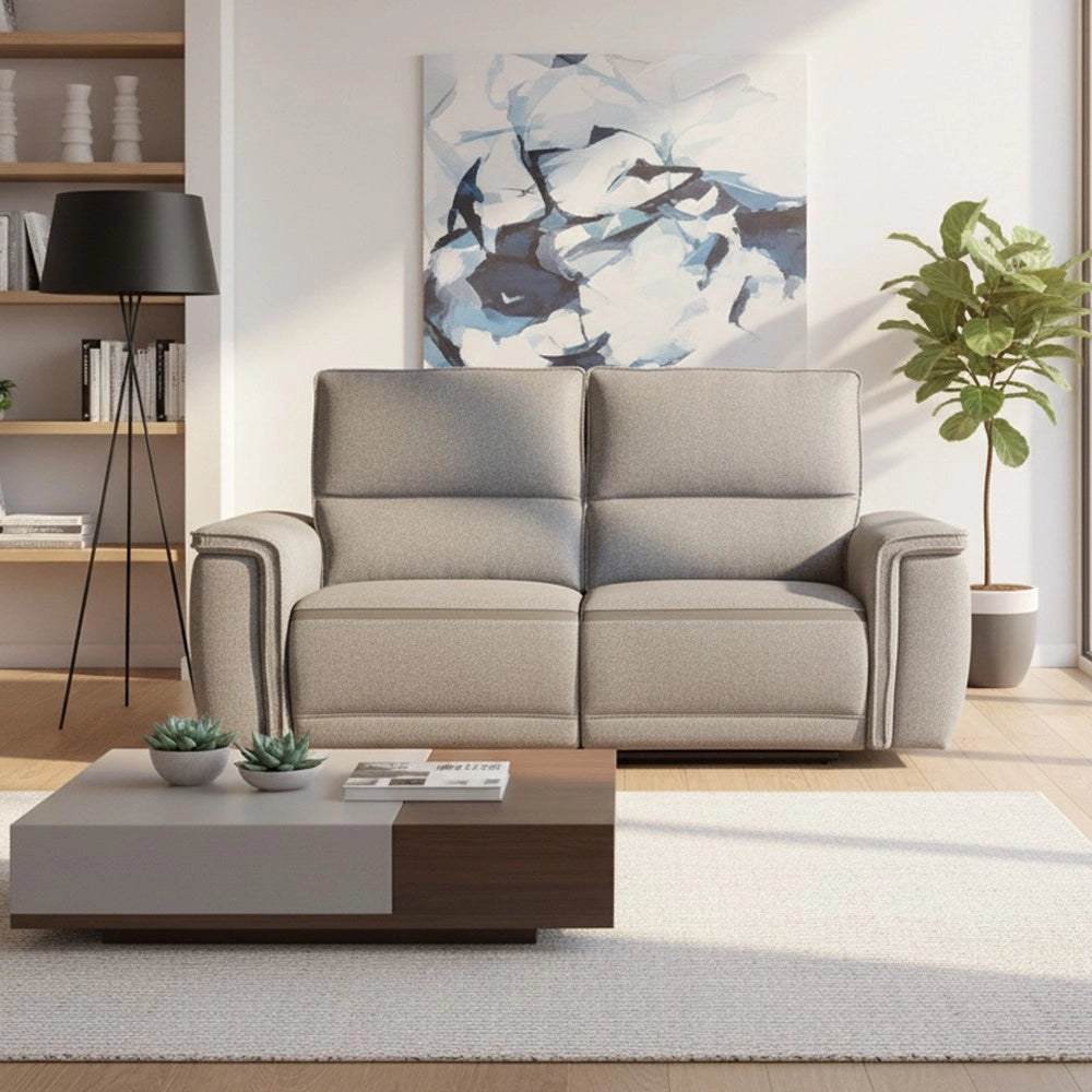Divano recliner elettrico Velveta 2 posti tessuto grigio 164 cm
