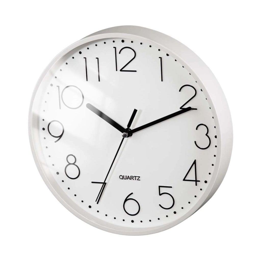 Orologio da parete silenzioso moderno da 26 cm per ufficio o soggiorno Bianco Avizar