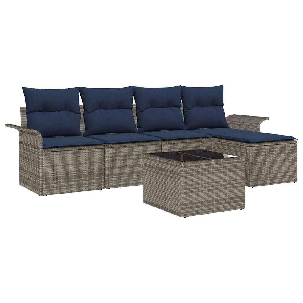 Set Divano da Giardino 6 pcs Grigio polyrattan