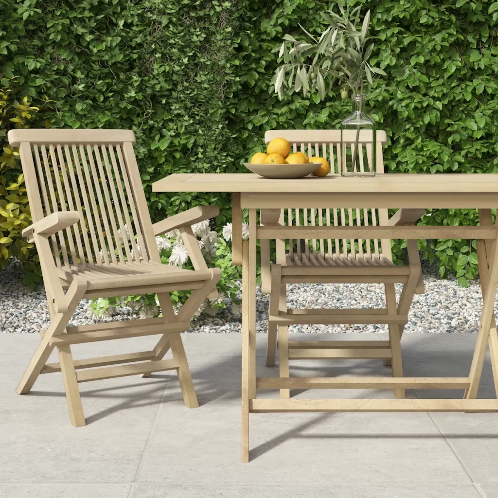 Sedie Giardino Pieghevoli 2 pz | Sedie da Esterno Grigie 56x61x89 cm Massello Teak