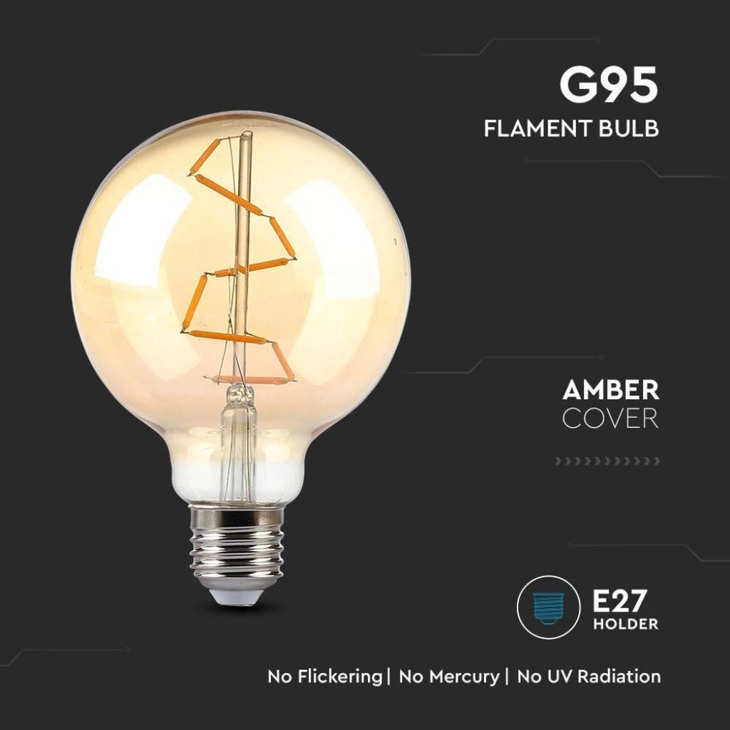 VT-2024 LAMPADINA LED E27 4W BULB G95 GLOBO FILAMENT VETRO AMBRATO - SKU 217146 - V-TAC