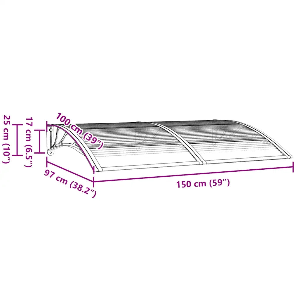 Tettoia per Porta Nera 150x100 cm Policarbonato CFW9751592