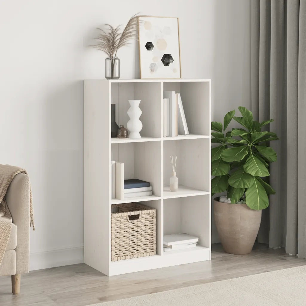 Libreria-Scaffale per Libri-Mobile di Stoccaggio Bianca 70x33x110 cm in Legno Massello di Pino