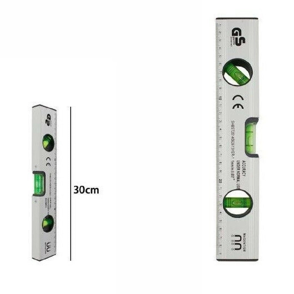 Trade Shop - Metro Livella Metrica A Bolla Millimetrata 3 Fiale Bolle Magnetica 30 Cm -