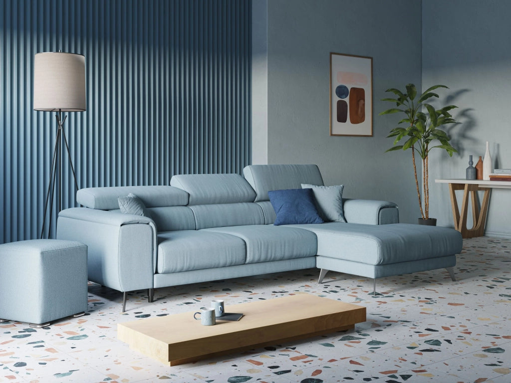 Fusion Divano angolare con sedute scorrevoli in tessuto morbido smacchiabile T05 260 cm Destro marrone