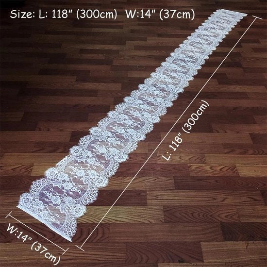 Tavolo con bordi bianchi per decorazione di tavola e matrimoni - 300 x 37 cm