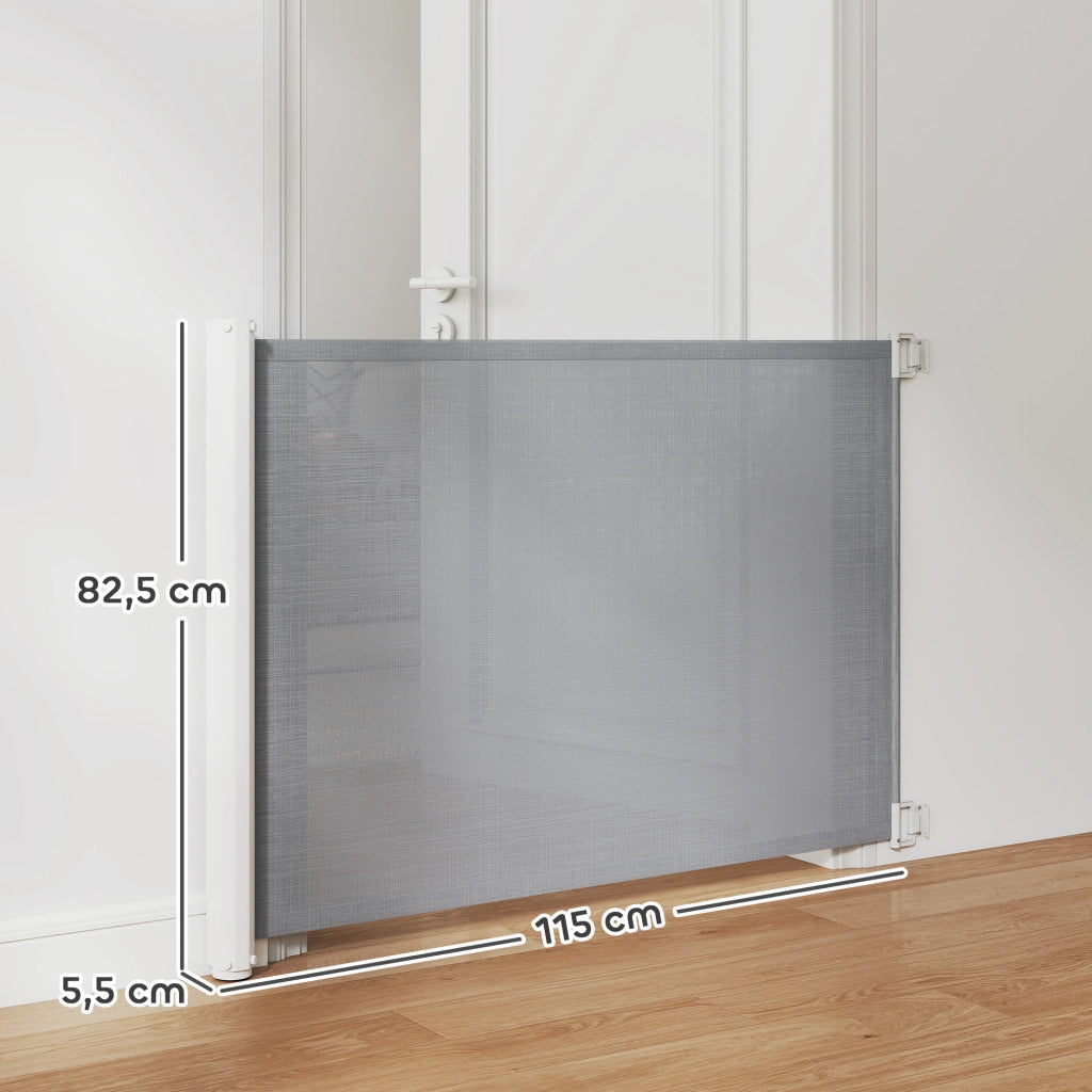 Cancelletto di sicurezza per scale e porte avvolgibile in metallo e plastica grigio pratico e salvaspazio per casa