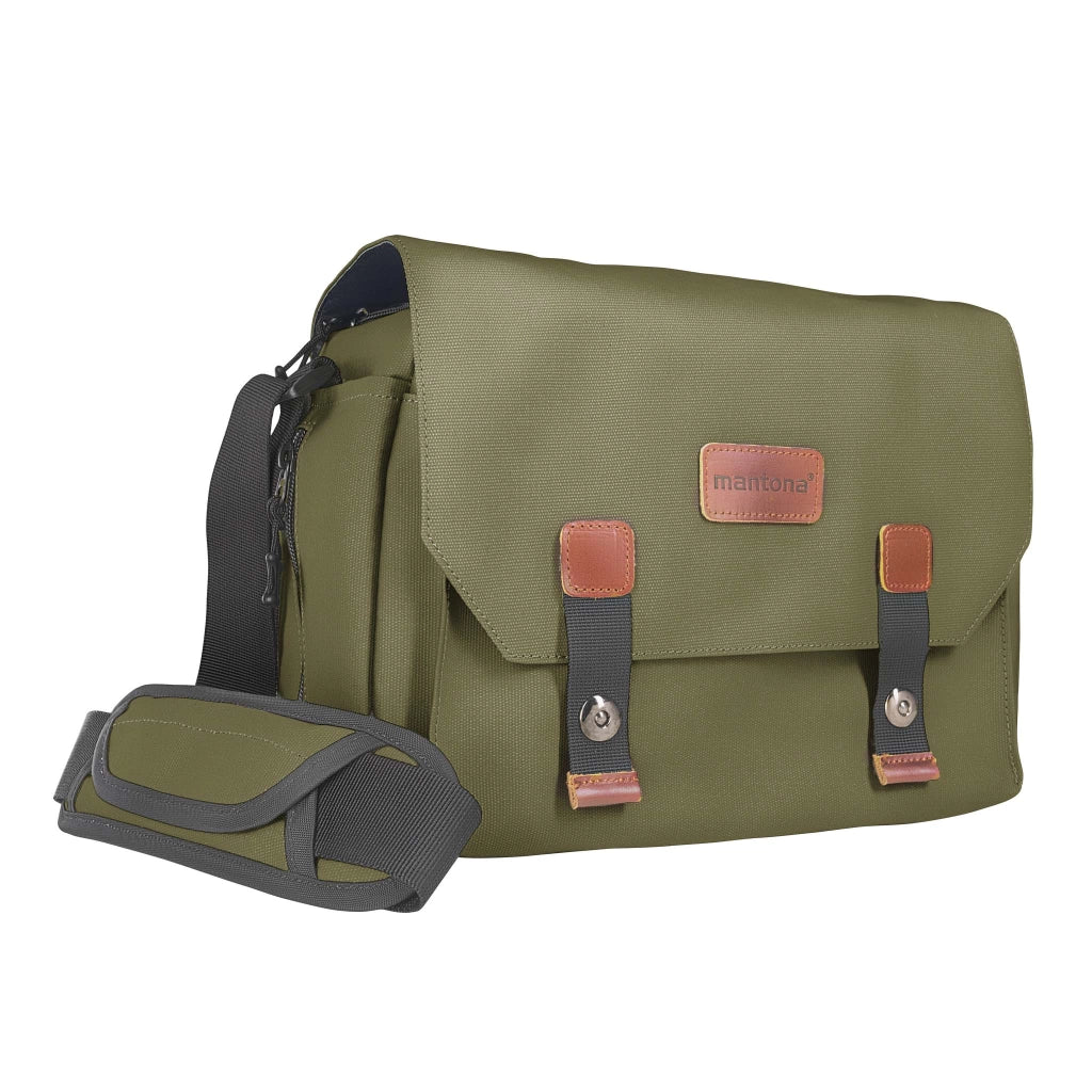 Mantona borsa fotografica Milano grande verde oliva