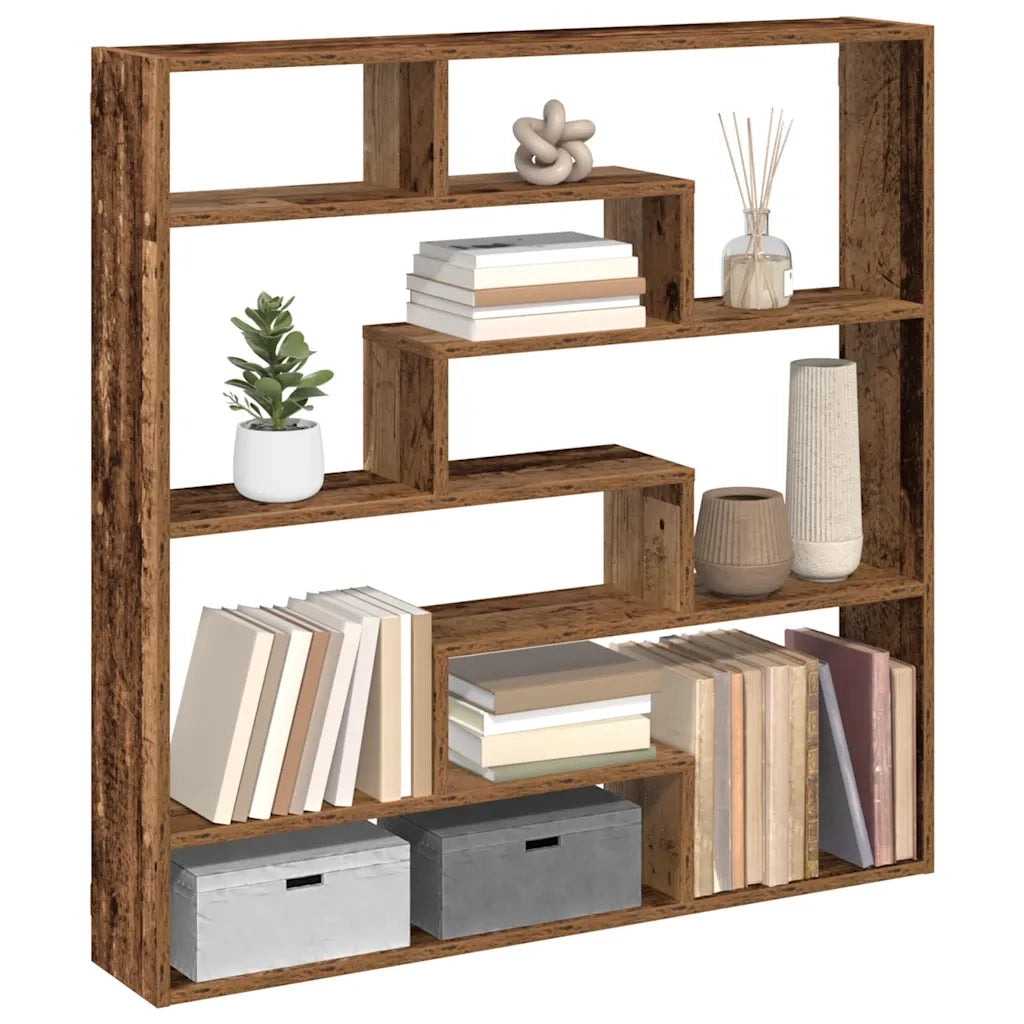 Mensola a Cubo da Parete 7 Scomparti in Truciolato Legno Antico 860029